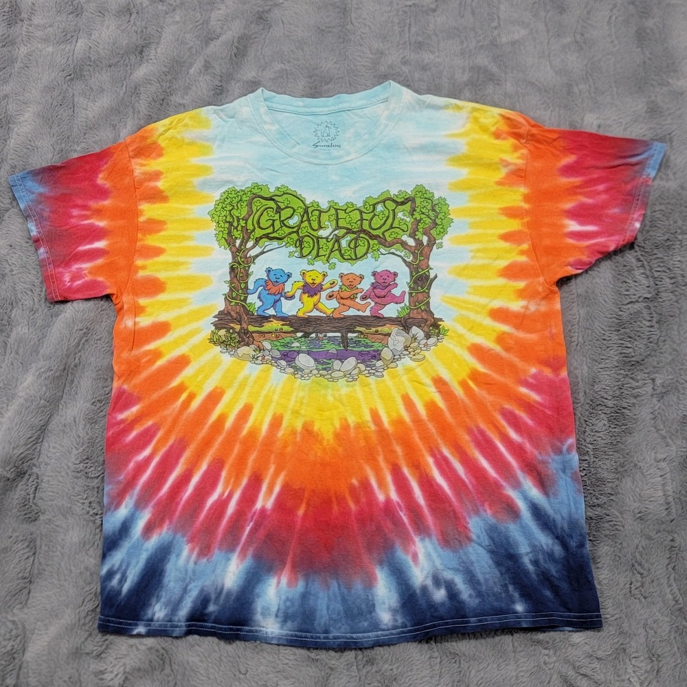 Grateful Dead Shirt Mens XL Multicolor Dancing Bears Tie Dye Reprint Sundog Band
